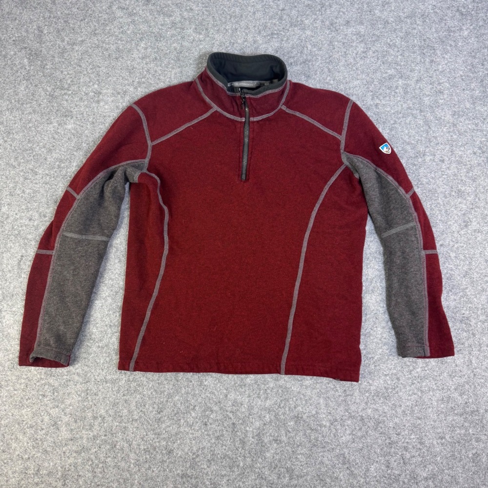 Kuhl Kids Kashmira 1/4 Zip Fleece Pullover Burgundy Red Gray Size M 10-12